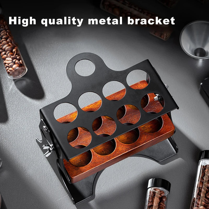 Elegant Glass Coffee Beans Storage Rack with Wooden Base - 8 Tubes