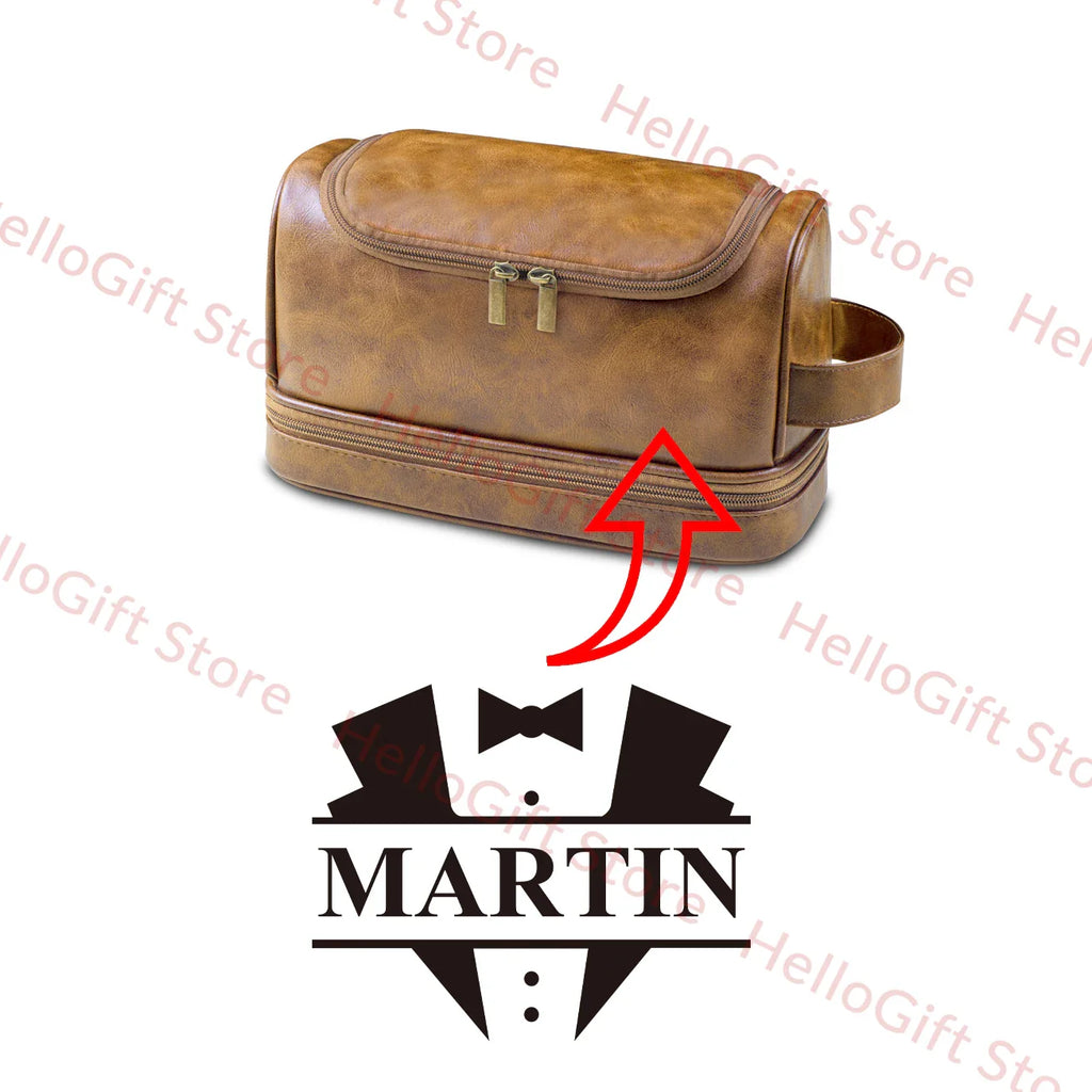 Personalized Waterproof Leather Travel Toiletry Organizer