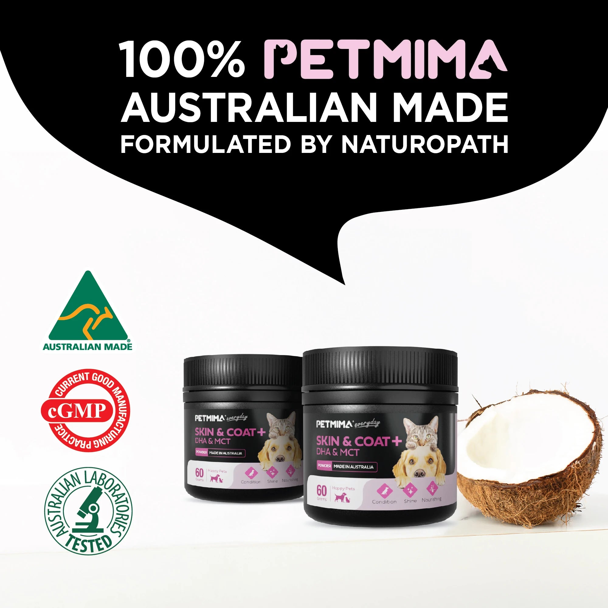 Petmima Skin & Coat Supplement with DHA & MCT for Dogs & Cats