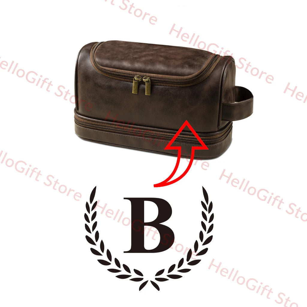Personalized Waterproof Leather Travel Toiletry Organizer