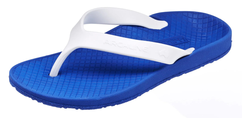 Archline Kids Orthotic Thongs – Comfortable Blue/White Footwear