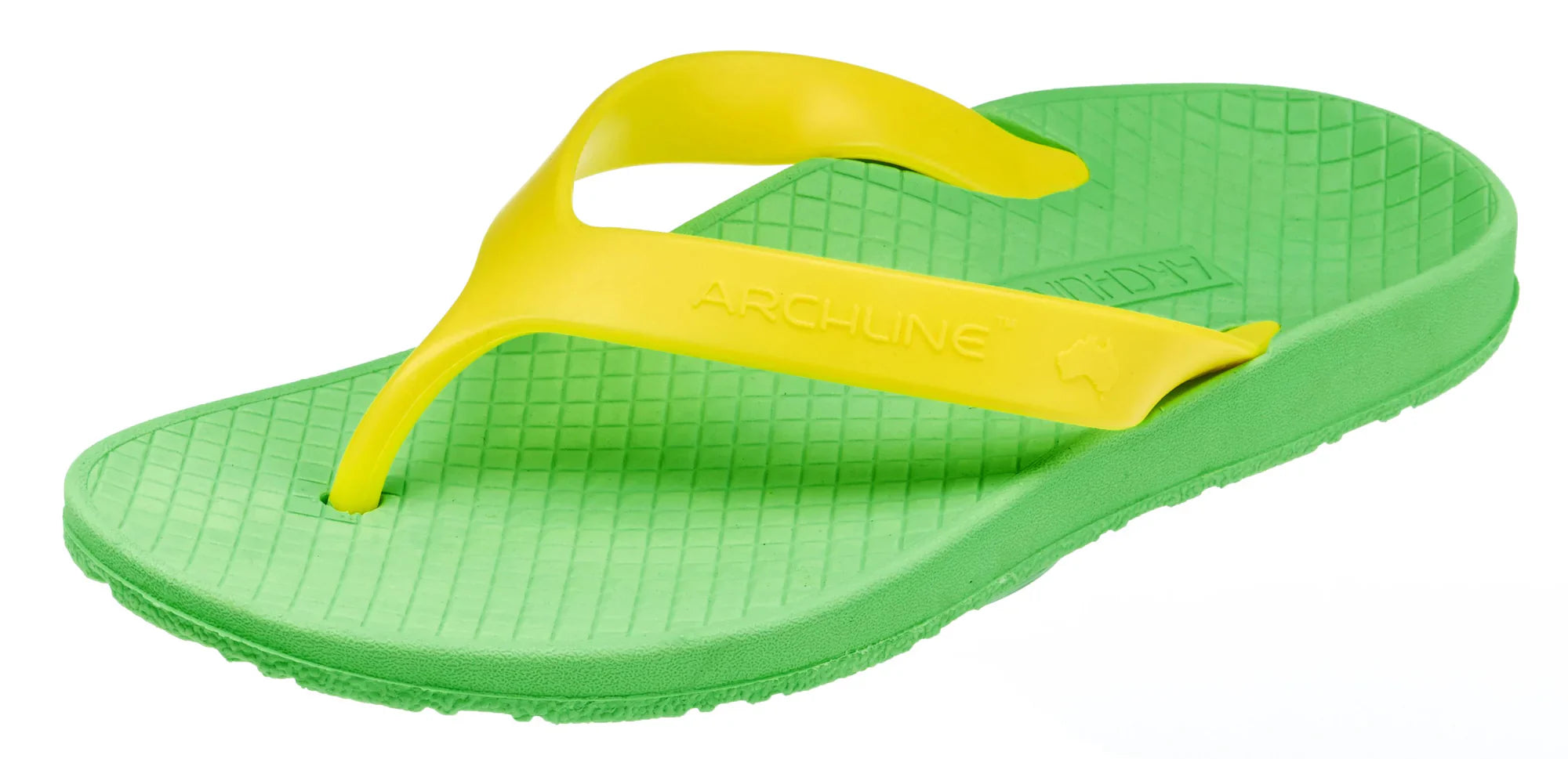 Archline Kids Orthotic Thongs - Supportive Green/Gold Sandals