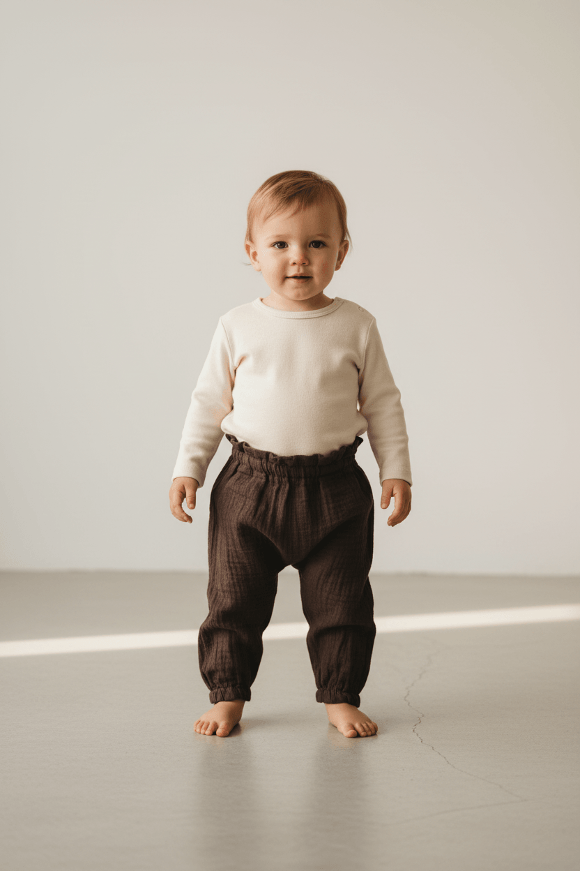 Essentīals Lightweight Bubble Pant for Babies - Brown & Comfy