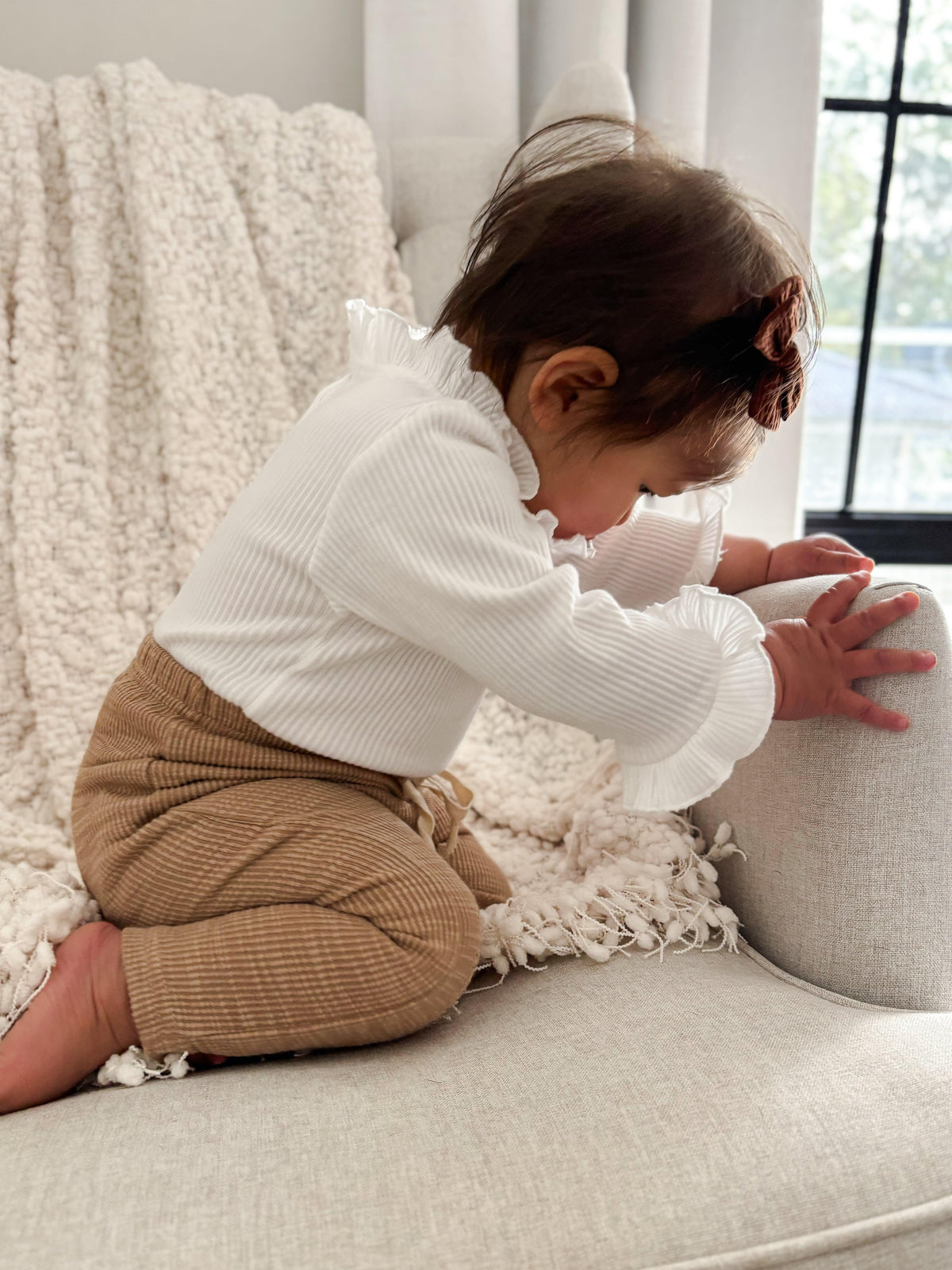 Essentīals Soft Cotton Textured Pants for Infants (0-24m)