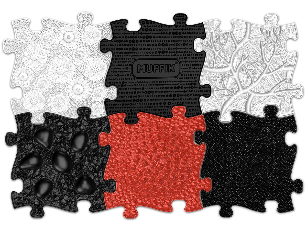 Muffik Tots Vision Sensory Playmats Set - 6-Piece High Contrast Fun