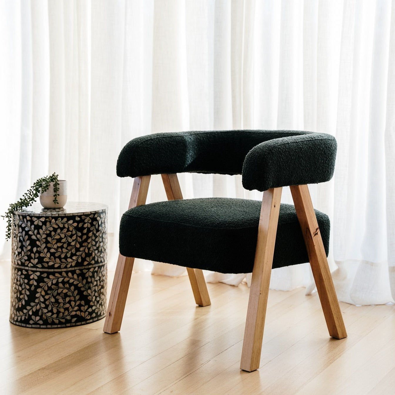 Cambria Charcoal Boucle Accent Chair - Modern Comfort & Style