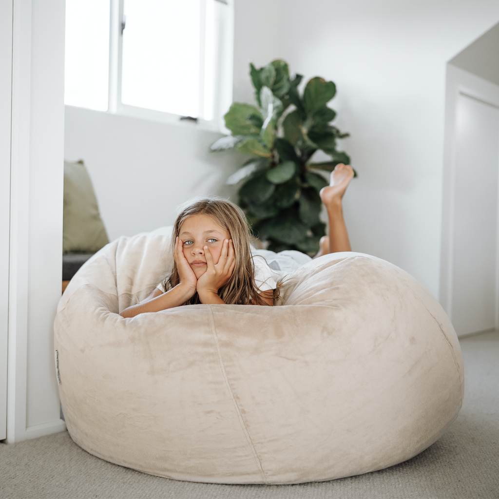 Champagne Latte Pierre Bean Bag - Cozy & Stylish Relaxation