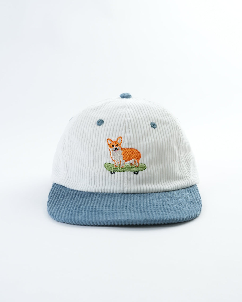 Corgi Skating Mini Corduroy Cap - Retro Vibe & Unique Style