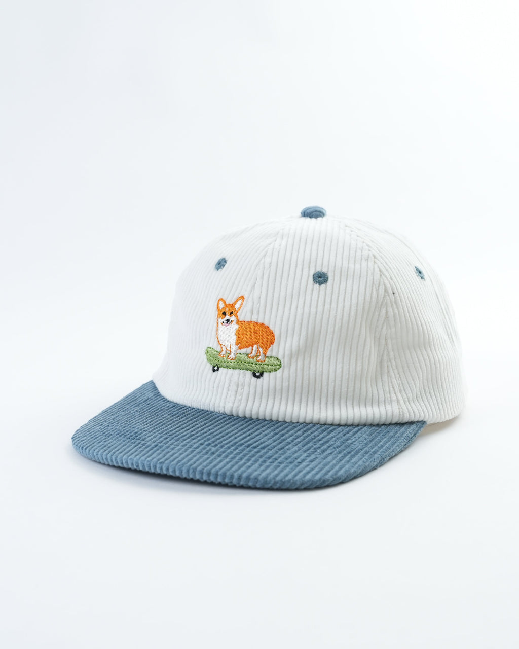 Corgi Skating Mini Corduroy Cap - Retro Vibe & Unique Style