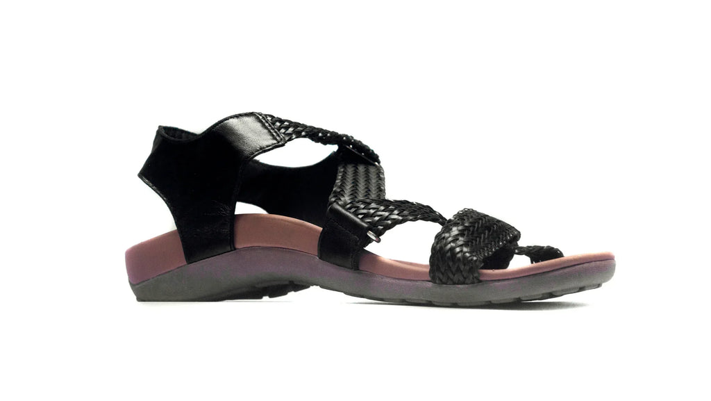 Eliza Black Orthotic Sandals for All-Day Comfort & Support