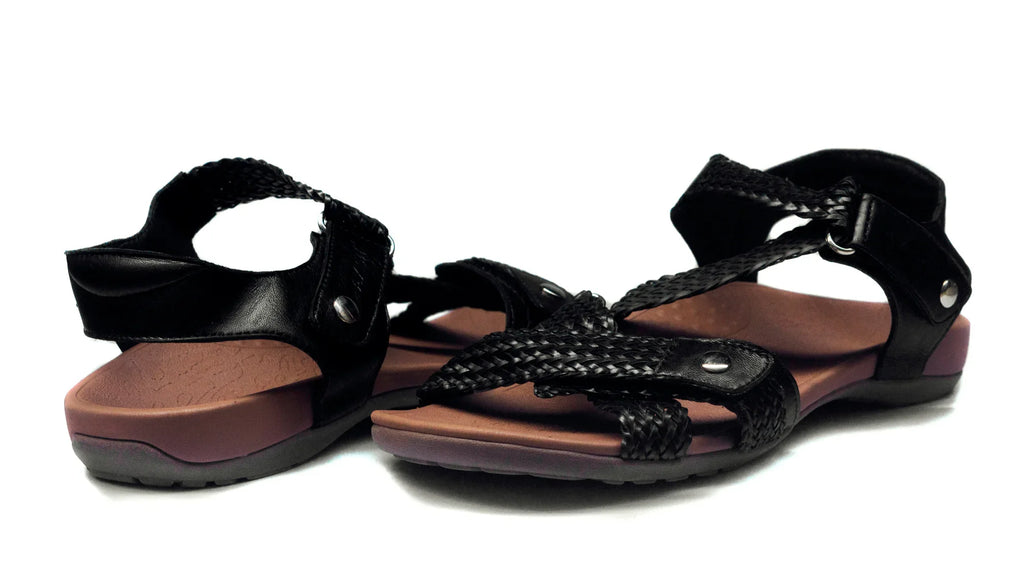Eliza Black Orthotic Sandals for All-Day Comfort & Support