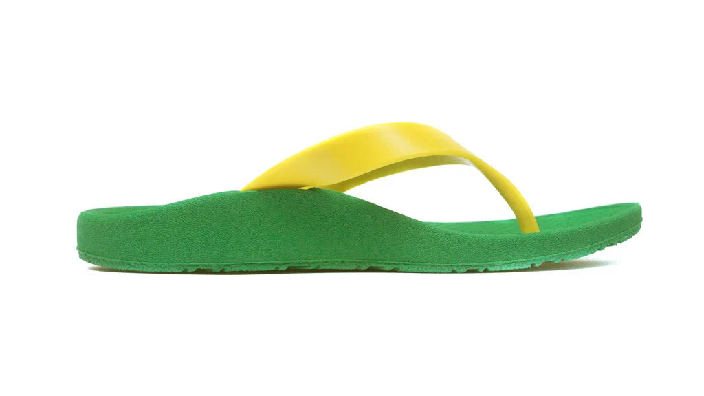 Archline Kids Orthotic Thongs - Supportive Green/Gold Sandals