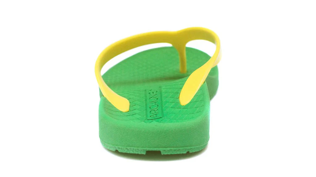 Archline Kids Orthotic Thongs - Supportive Green/Gold Sandals