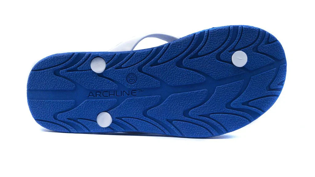 Archline Kids Orthotic Thongs – Comfortable Blue/White Footwear