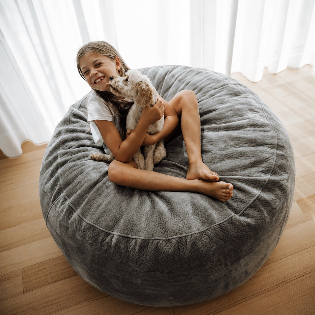DreamPod Classic Grey Bean Bag - Cloud-Like Comfort & Style