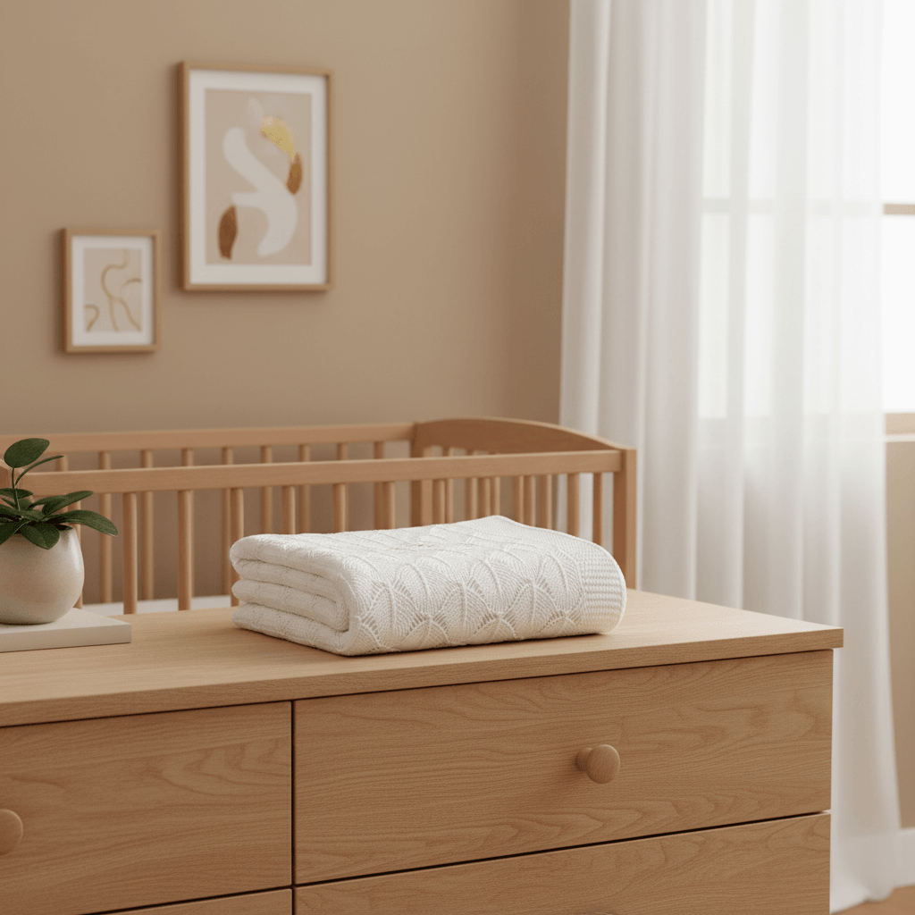 Essentīals Organic Cotton Knitted Baby Blanket - Soft & Breathable