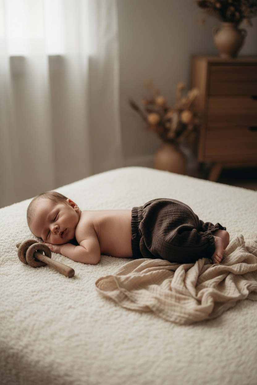 Essentīals Lightweight Bubble Pant for Babies - Brown & Comfy