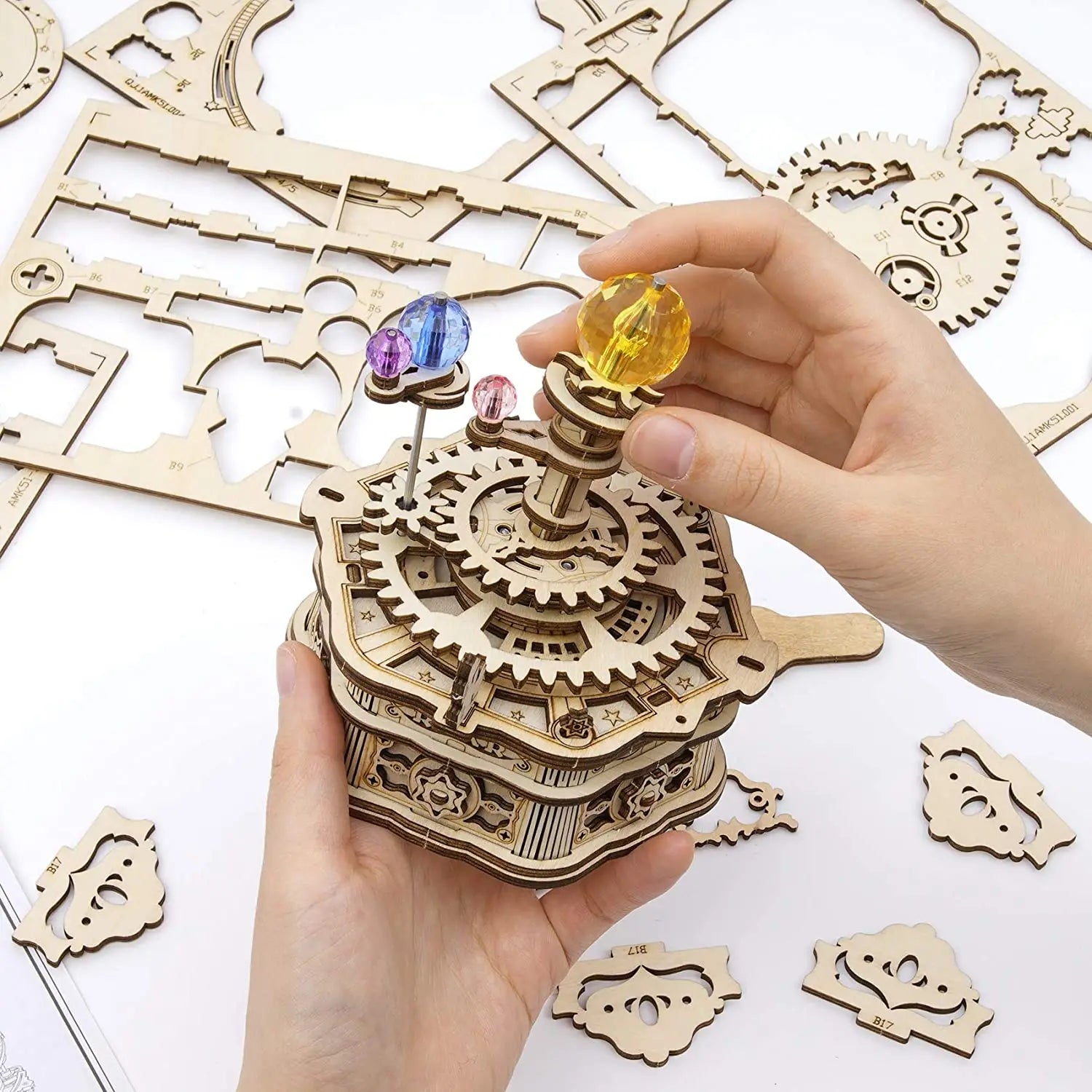 Robotime 3D Starry Night Wooden Music Box Building Kit - 84 Pieces