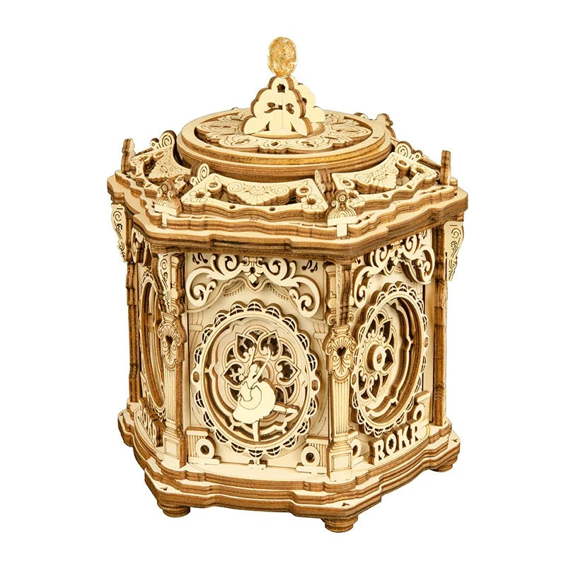 Robotime 3D Starry Night Wooden Music Box Building Kit - 84 Pieces