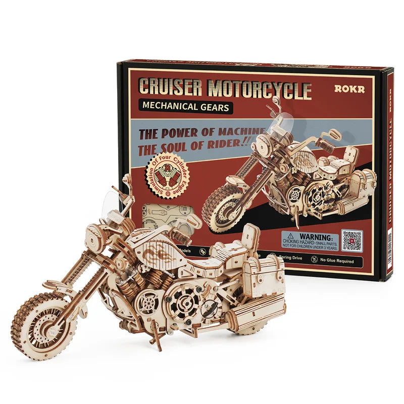 Robotime Wooden Motorcycle Model Kit - 420 PCS DIY Building Toy