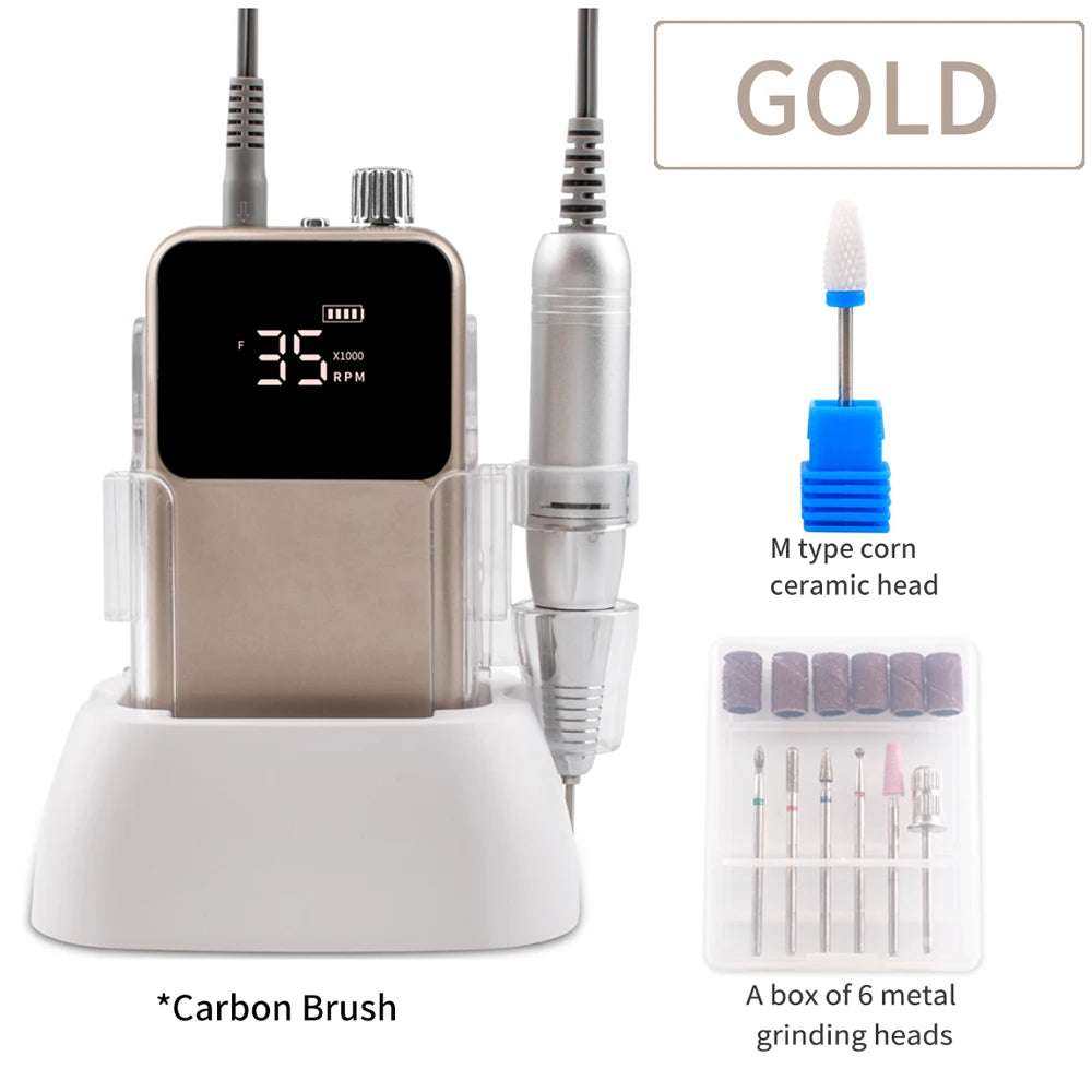 SIMINAIL Rechargeable Nail Drill - 35,000 RPM Electric File Machine