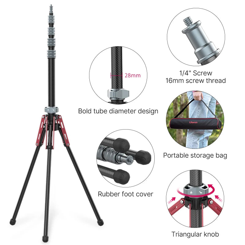 Ulanzi MT-49 Lightweight Carbon Fiber Tripod Monopod for Travel