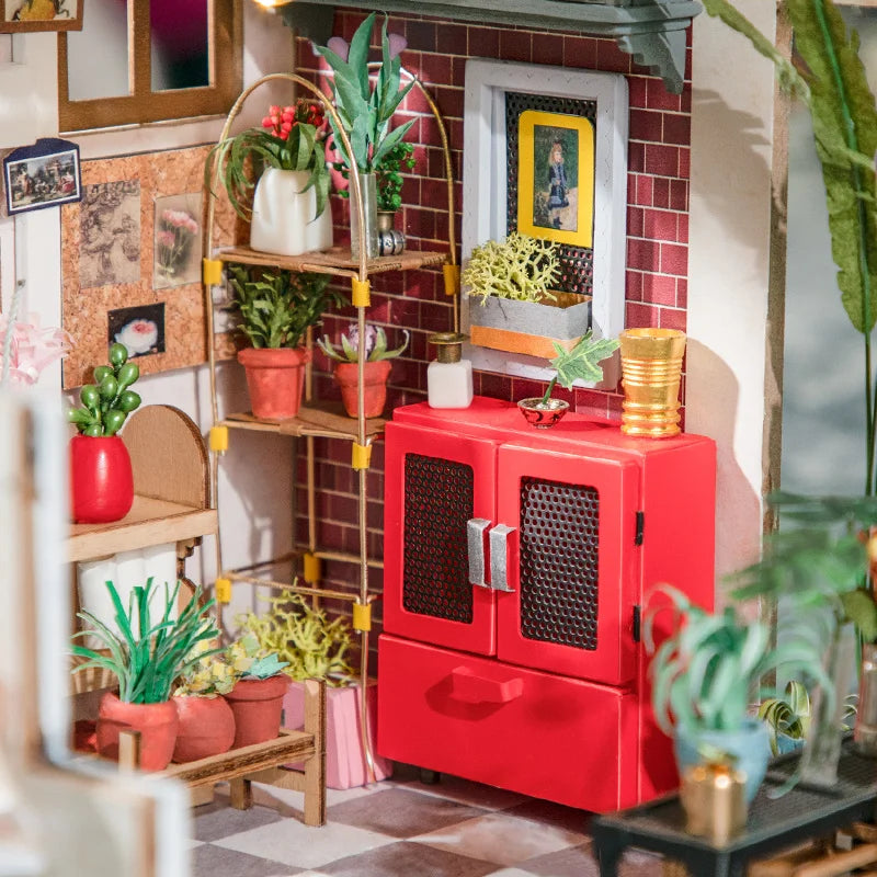 Robotime DIY Emily's Flower Shop Wooden Dollhouse Kit for All Ages