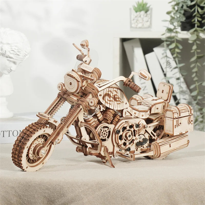 Robotime Wooden Motorcycle Model Kit - 420 PCS DIY Building Toy