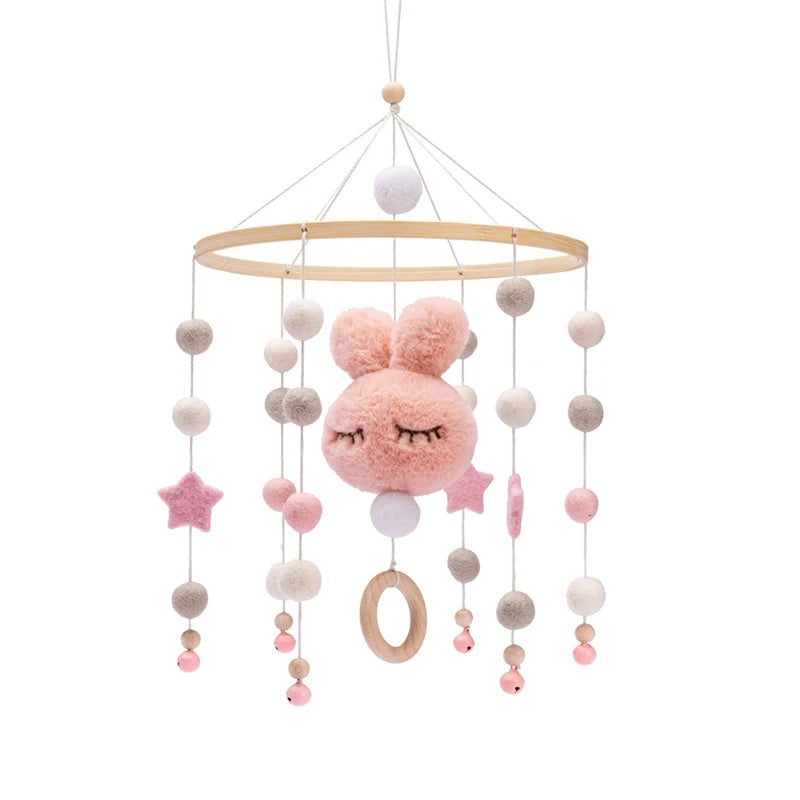 Baby Wooden Elephant Rattle Mobile - Montessori Crib Decor