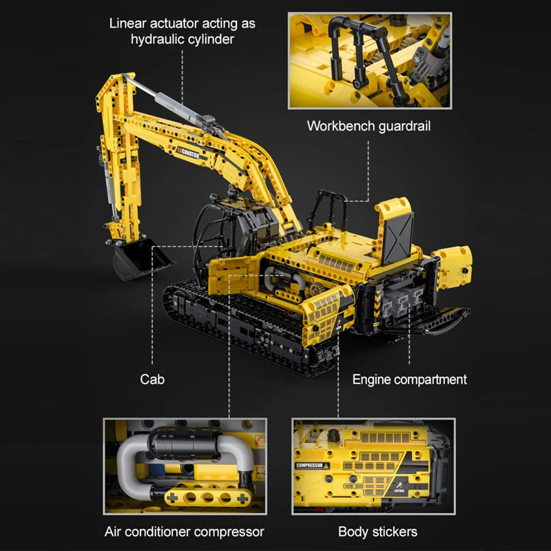 Cada 1702-Piece Remote Control Excavator Building Blocks for Kids