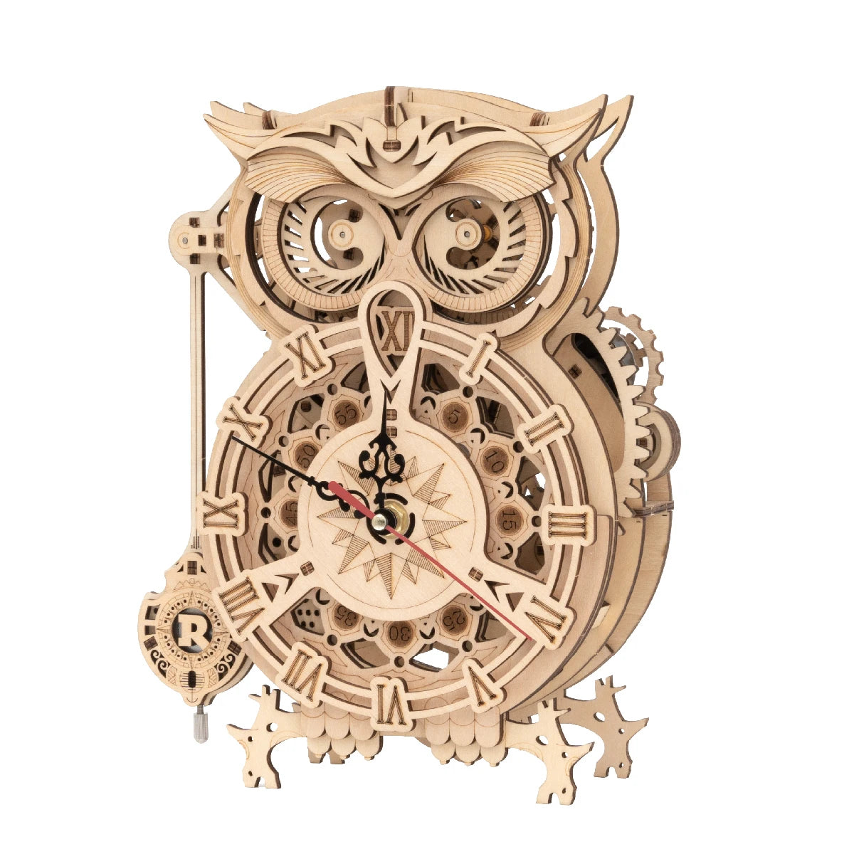 Robotime DIY 3D Owl Clock Kit - Creative Wooden Model for All Ages