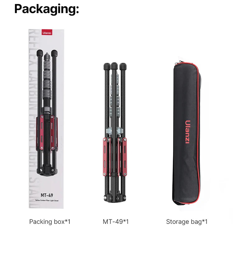 Ulanzi MT-49 Lightweight Carbon Fiber Tripod Monopod for Travel