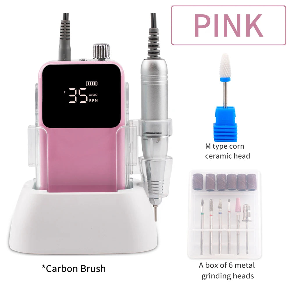 SIMINAIL Rechargeable Nail Drill - 35,000 RPM Electric File Machine