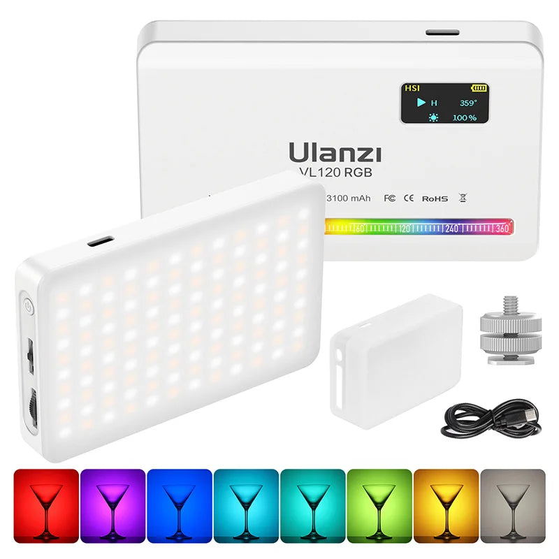 Ulanzi VL120 RGB Mini Video Light - 3100mAh Portable Photography Tool