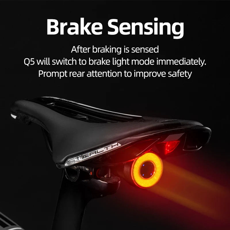 ROCKBROS Smart Auto Brake Sensing Tail Light - IPX6 Waterproof Safety