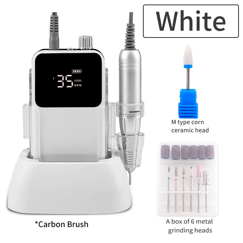 SIMINAIL Rechargeable Nail Drill - 35,000 RPM Electric File Machine