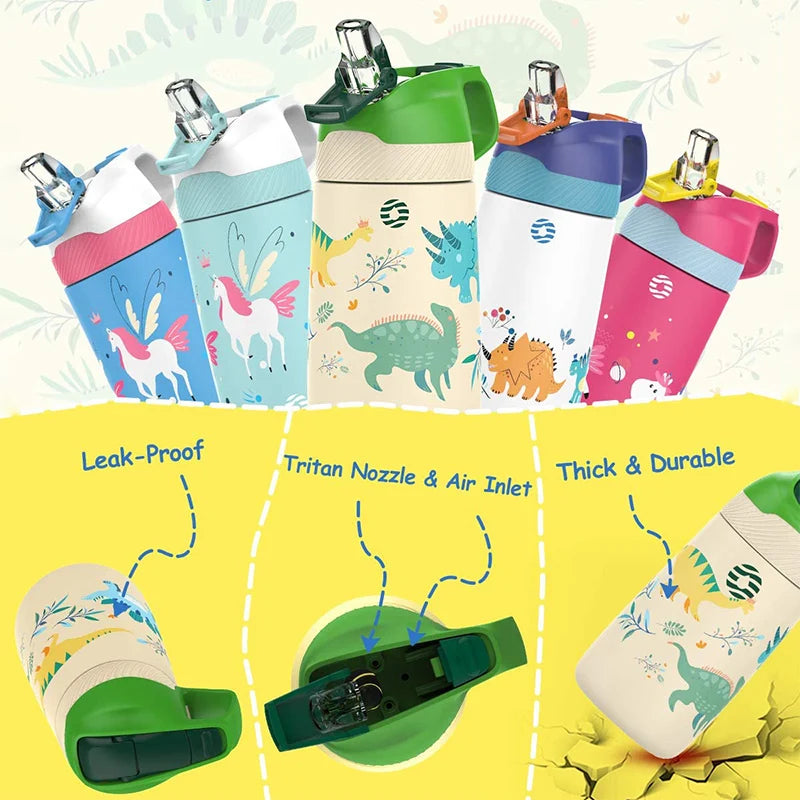FJbottle Kids Dinosaur Water Bottle - Insulated & BPA-Free