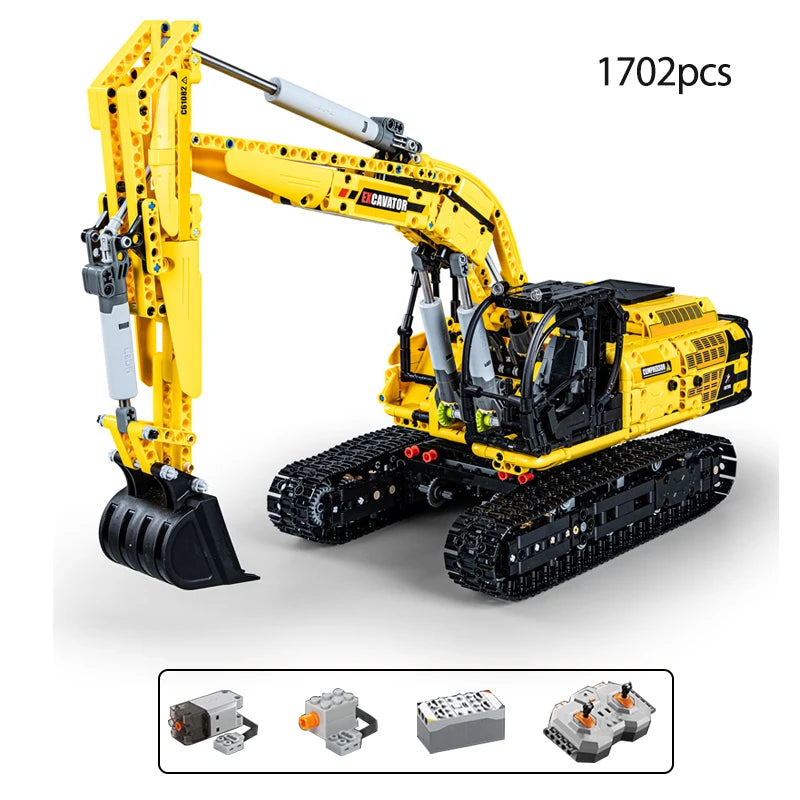 Cada 1702-Piece Remote Control Excavator Building Blocks for Kids