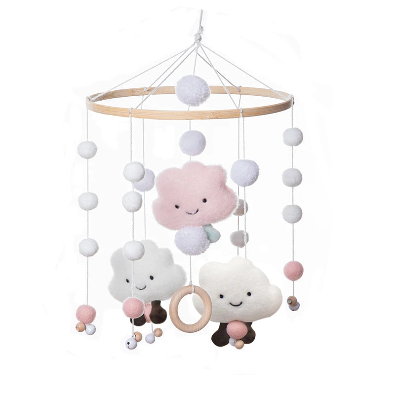 Baby Wooden Elephant Rattle Mobile - Montessori Crib Decor