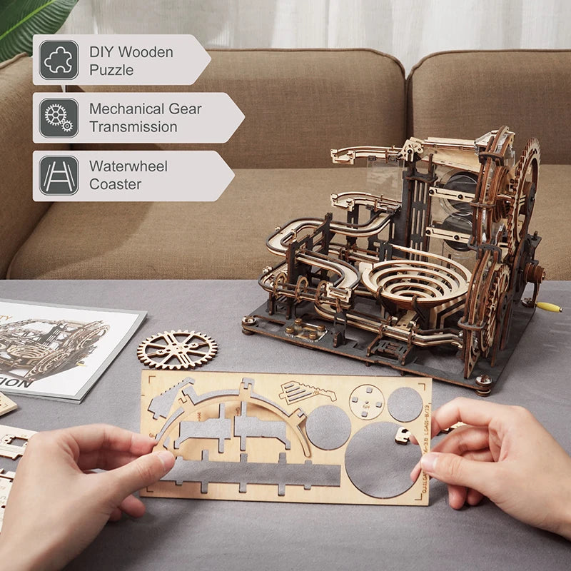 Robotime 3D Wooden Marble Run Puzzle Set - Engaging DIY Gift for Teens & Adults