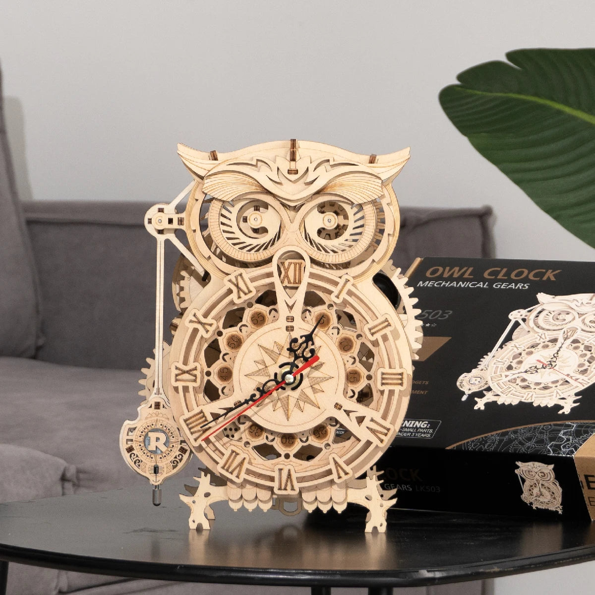 Robotime DIY 3D Owl Clock Kit - Creative Wooden Model for All Ages