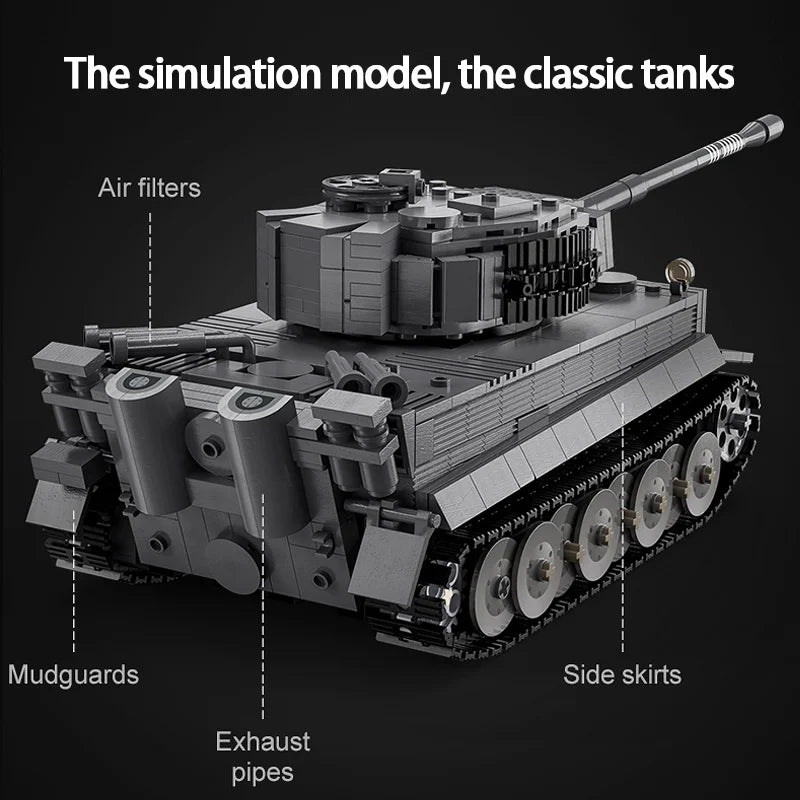 CaDA 925pcs Remote Control WW2 Military Tiger Tank Building Blocks