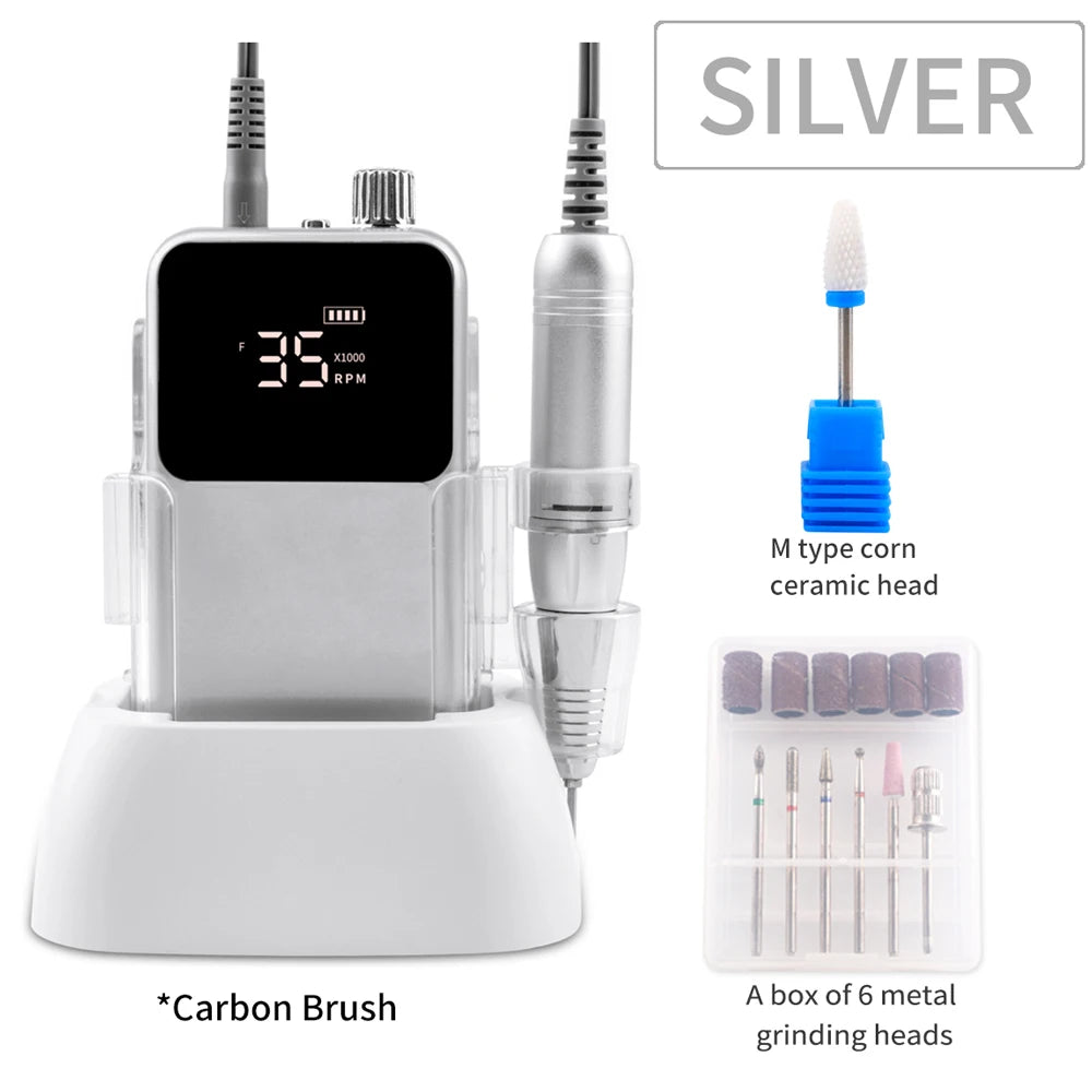 SIMINAIL Rechargeable Nail Drill - 35,000 RPM Electric File Machine