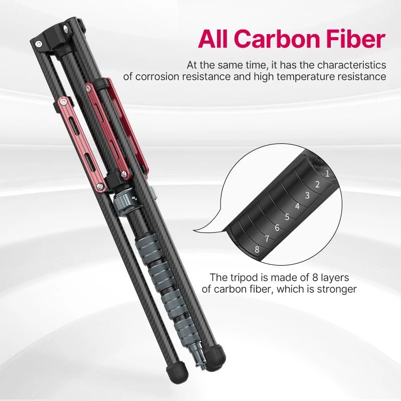 Ulanzi MT-49 Lightweight Carbon Fiber Tripod Monopod for Travel