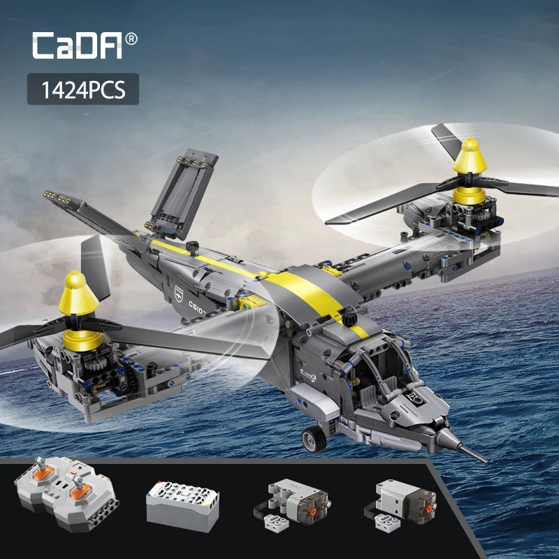 Cada 1424pcs Remote Control Rotorcraft Building Blocks Toy