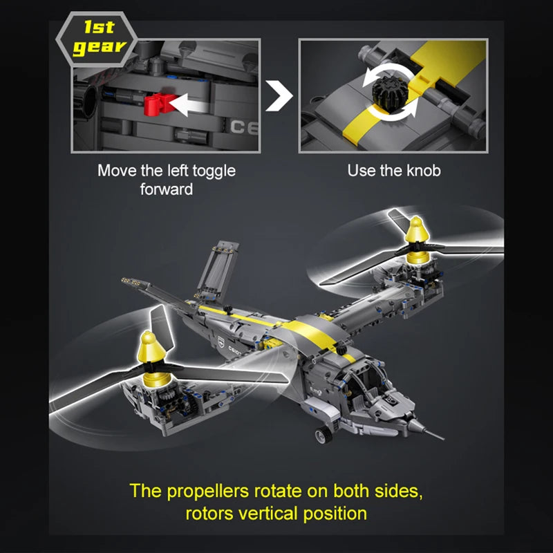 Cada 1424pcs RC Rotorcraft Building Blocks Helicopter Toy for Kids