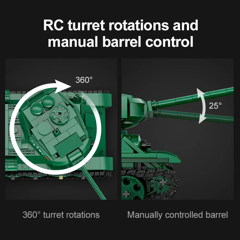 CaDA T34 Medium Tank Building Blocks - Remote Control Military Model