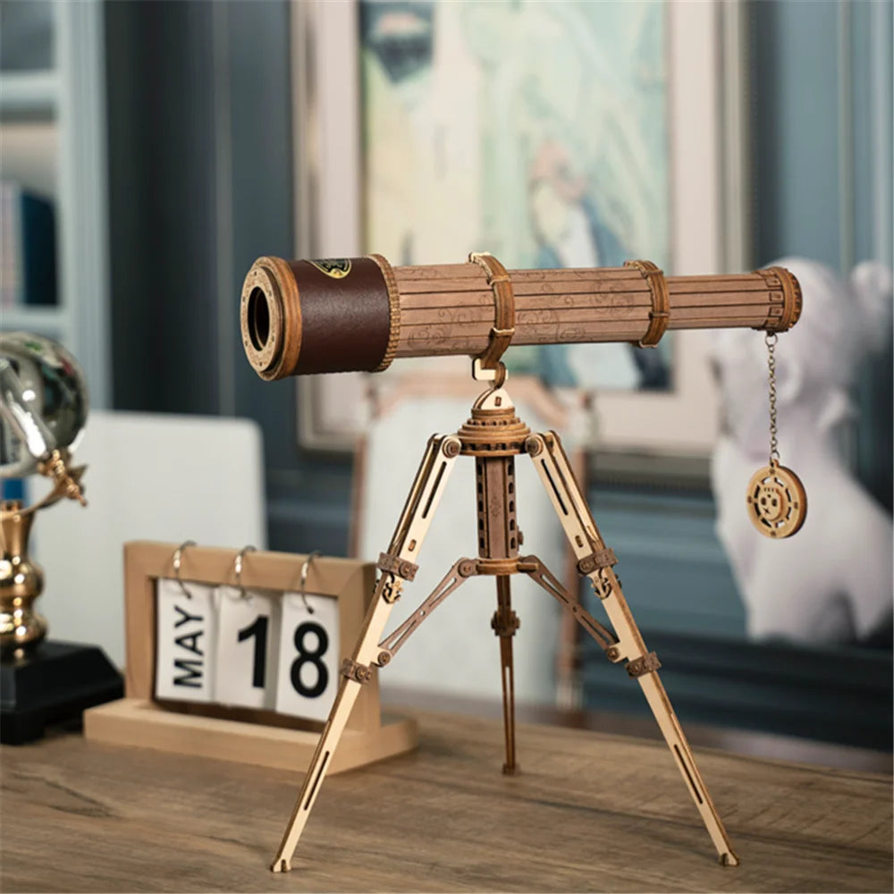 Robotime DIY Telescopic Monocular Telescope - 314pcs Wooden Model Kit