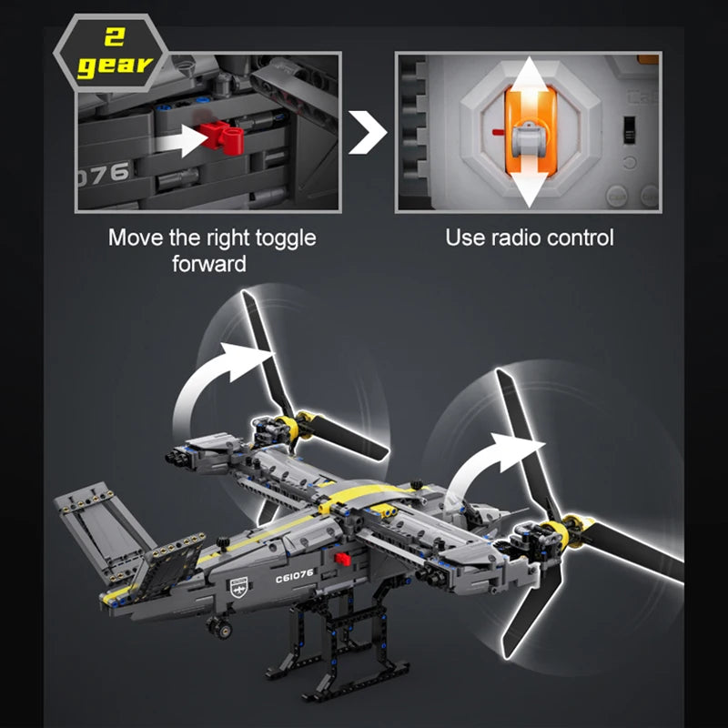 Cada 1424pcs RC Rotorcraft Building Blocks Helicopter Toy for Kids