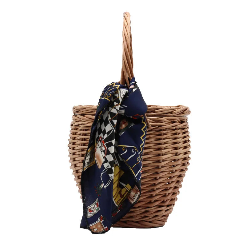 TOPHIGH Woven Bamboo Handbag - Stylish Summer Beach Tote for Women